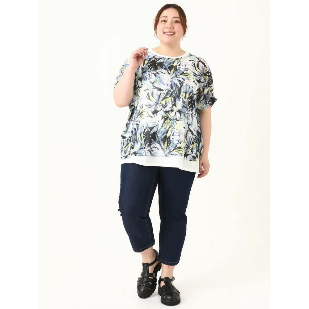 【大きいサイズ】リゾートプリントブラウス+タンクトップセット23