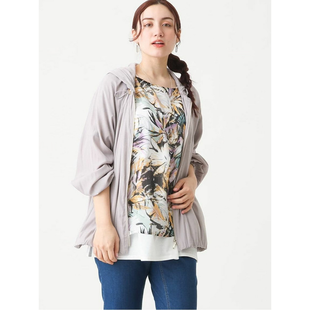 【大きいサイズ】リゾートプリントブラウス+タンクトップセット26