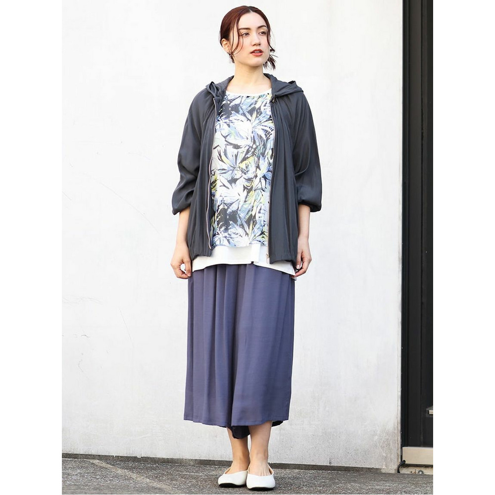 【大きいサイズ】リゾートプリントブラウス+タンクトップセット4