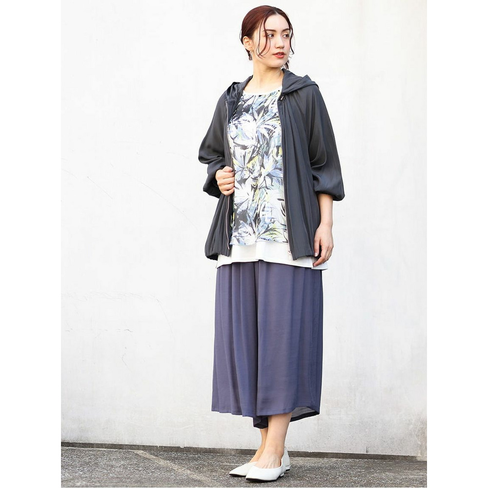 【大きいサイズ】リゾートプリントブラウス+タンクトップセット5