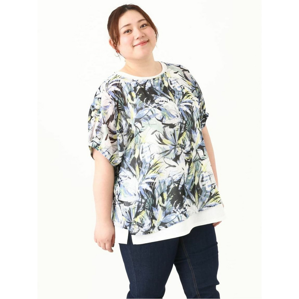 【大きいサイズ】リゾートプリントブラウス+タンクトップセット7