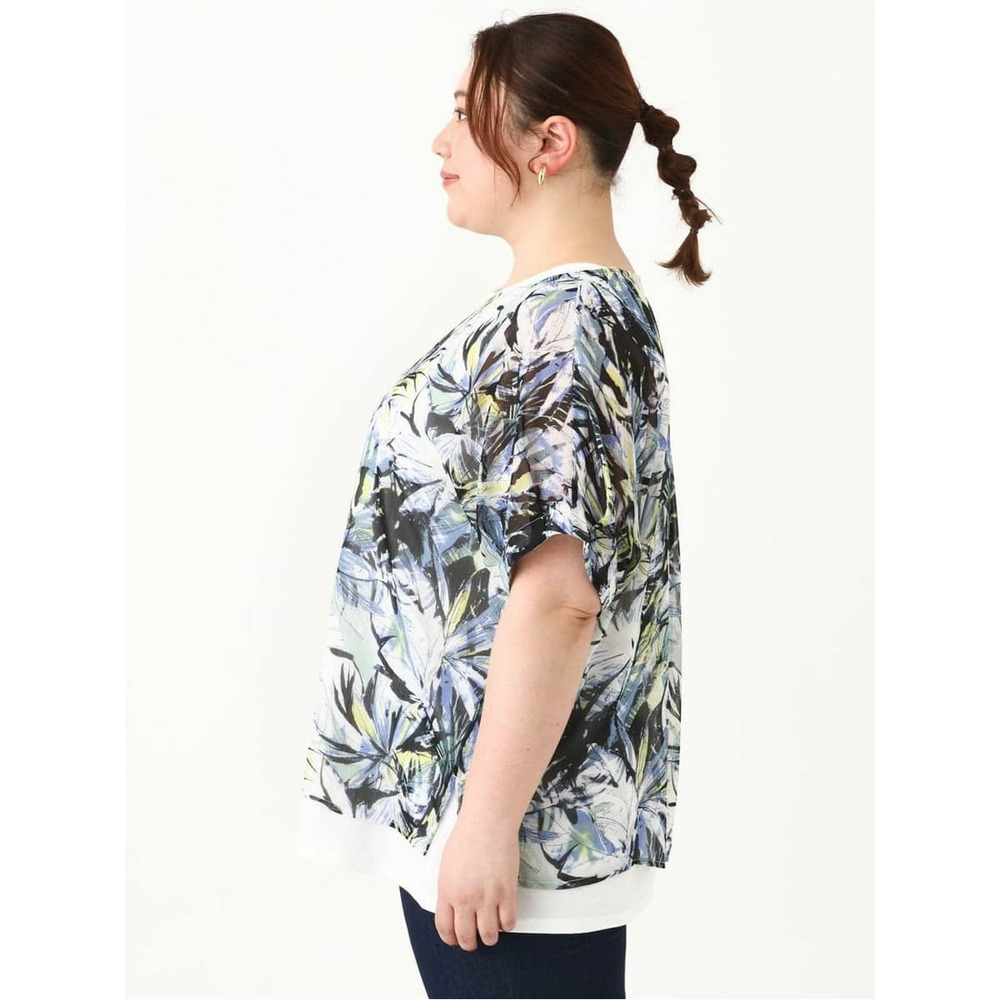 【大きいサイズ】リゾートプリントブラウス+タンクトップセット8