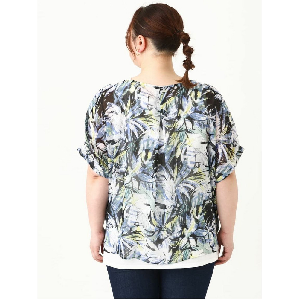 【大きいサイズ】リゾートプリントブラウス+タンクトップセット9