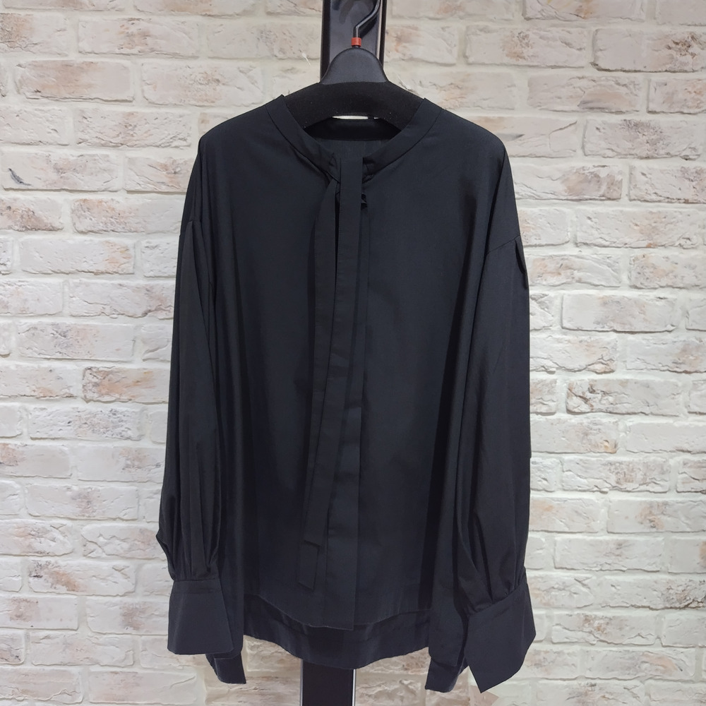 無地ボウタイオーバーサイズブラウス1