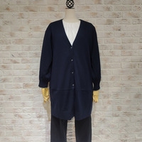 洗えるV開きボタンロングカーディガン　【日本製】