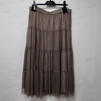 【洗える】チュールレースドット柄ティアードスカート 　セレモニー対応