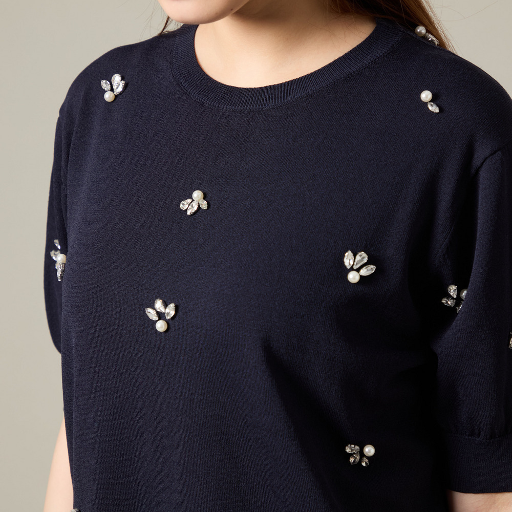 ビジュー付き大人の華やぎニットプルオーバー5