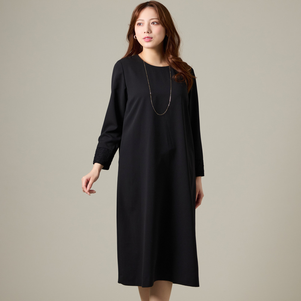 袖レース切り替えワンピース2