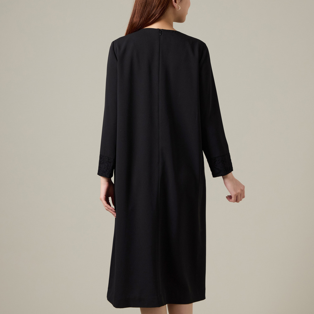 袖レース切り替えワンピース4