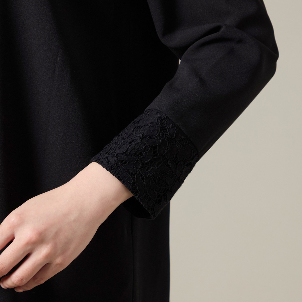 袖レース切り替えワンピース5