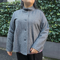 「洗える」コットンツイード スタンドカラージャケット