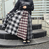 【洗える】ネルチェック柄切替スカート
