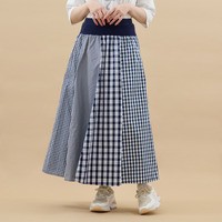 チェック柄切り替えスカート