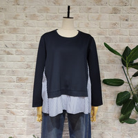 【洗える】ストライプ切替プルオーバー