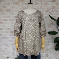 猫柄ピンタックスクエアネックチュニック