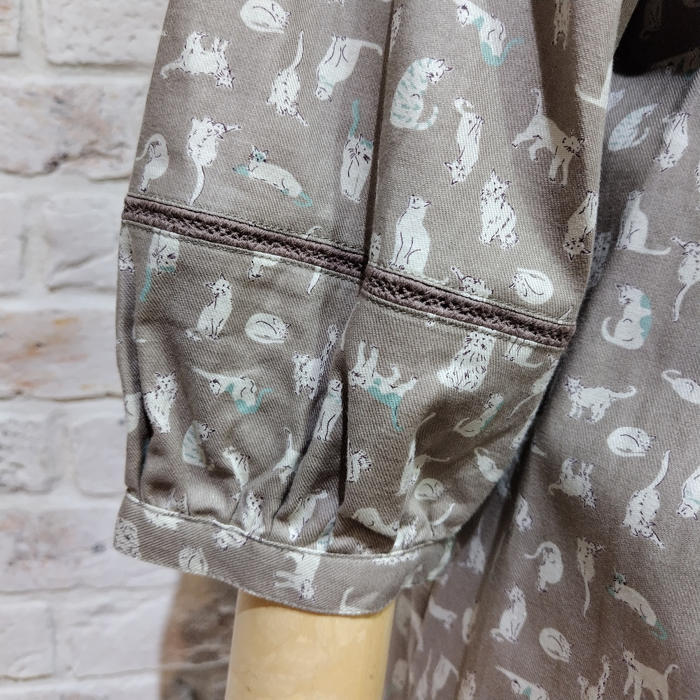 猫柄ピンタックスクエアネックチュニック11