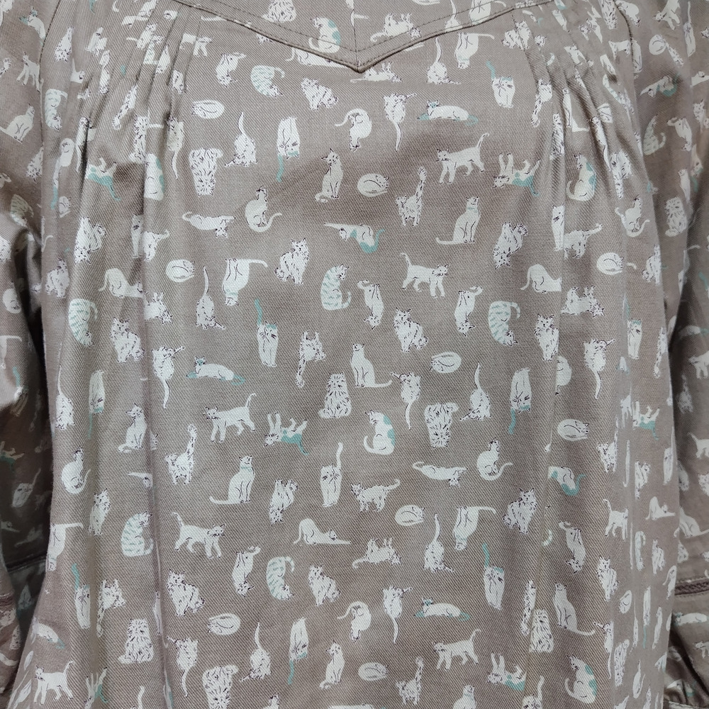 猫柄ピンタックスクエアネックチュニック13