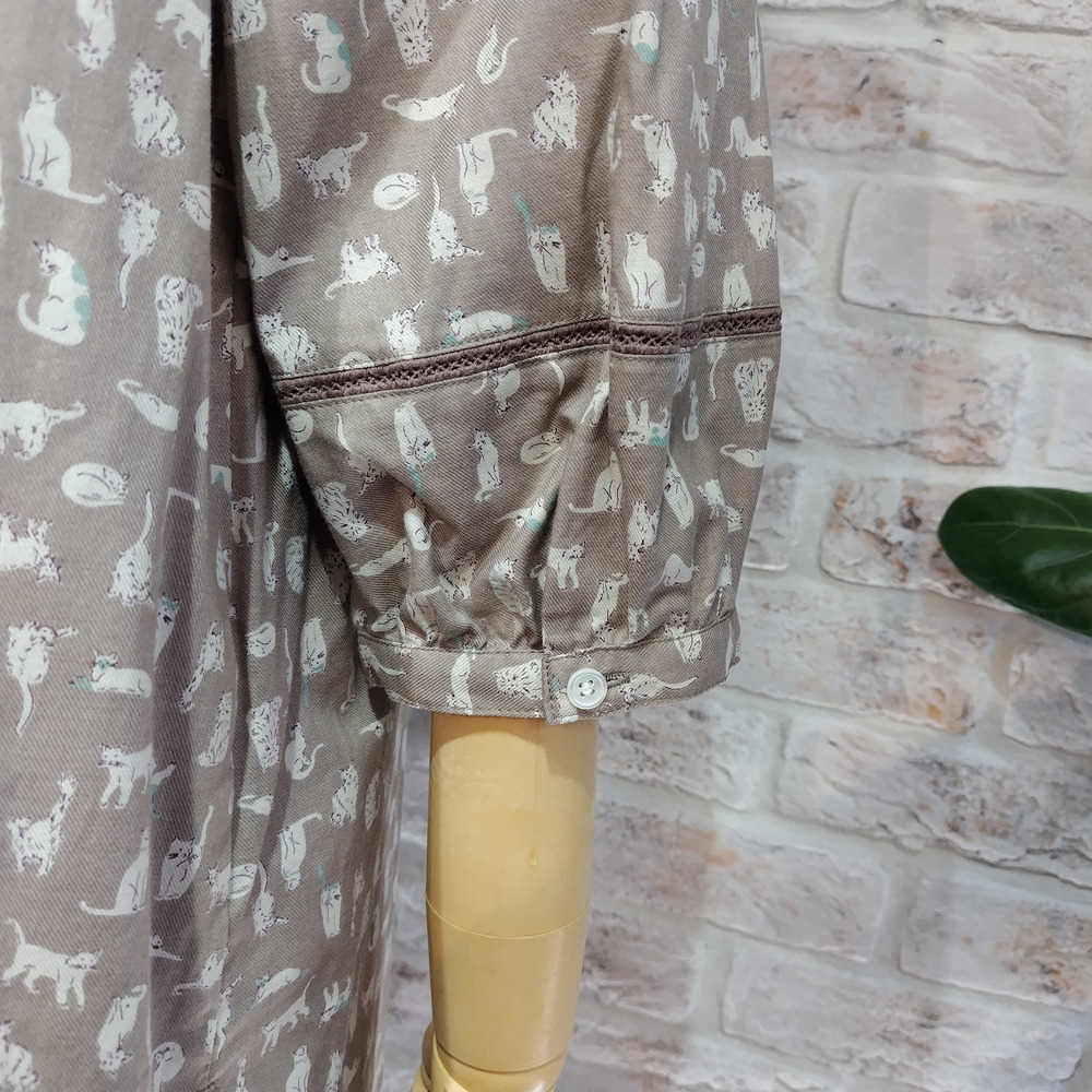 猫柄ピンタックスクエアネックチュニック16