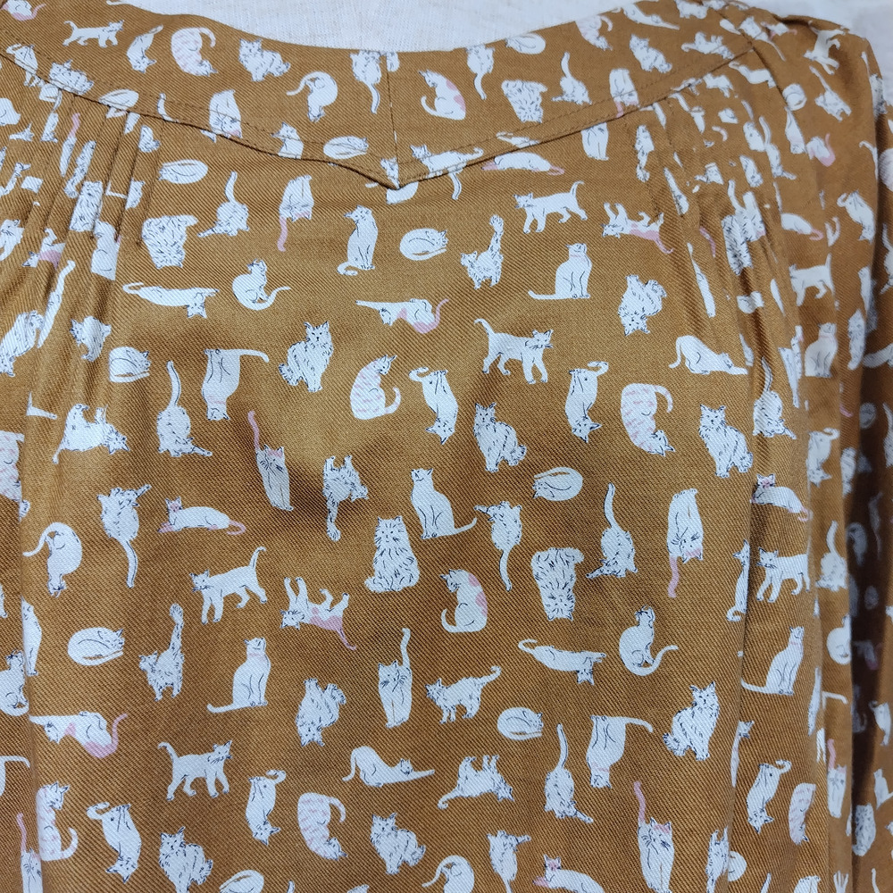 猫柄ピンタックスクエアネックチュニック4