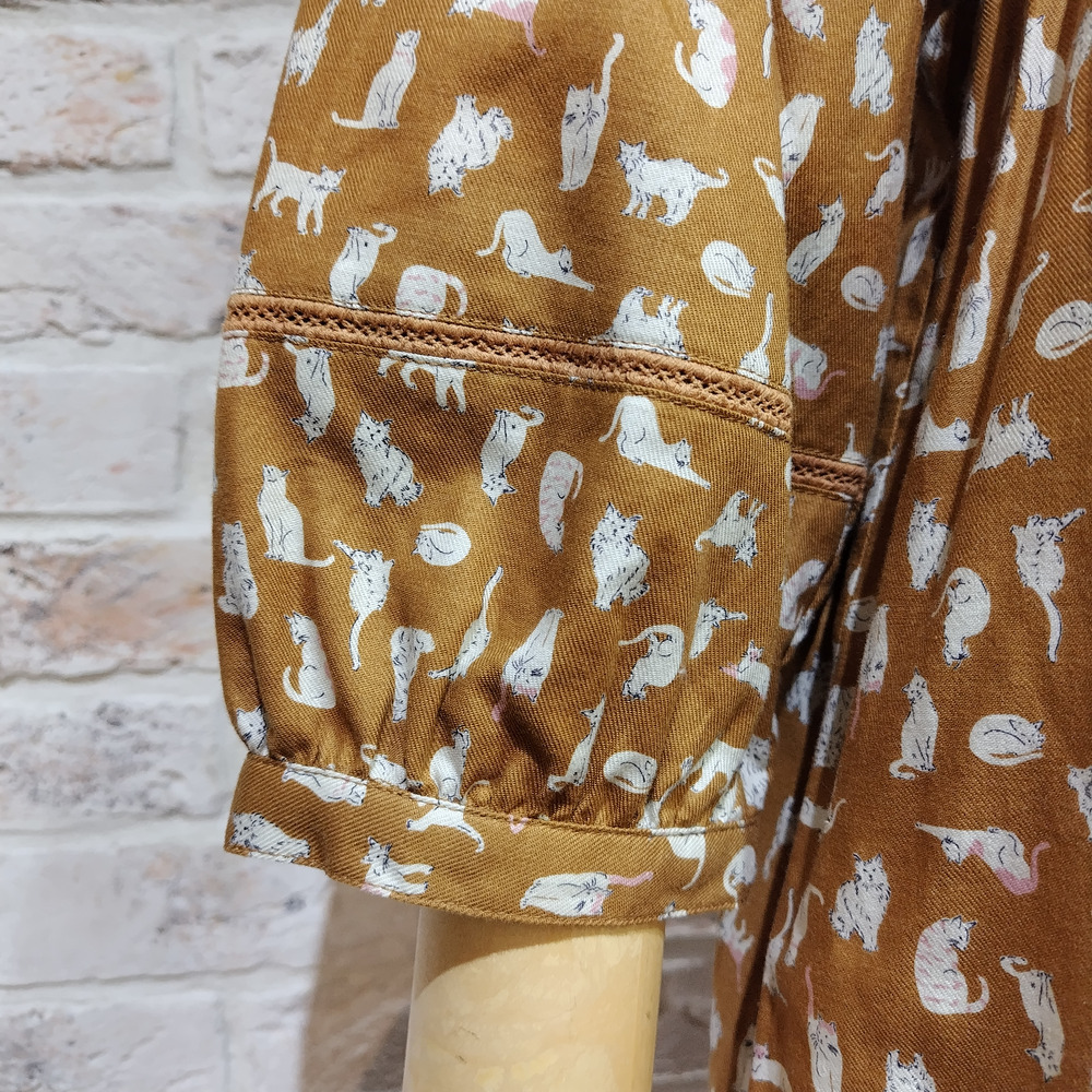 猫柄ピンタックスクエアネックチュニック5