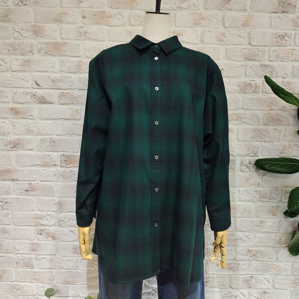 チェック柄ツイル起毛シャツ1