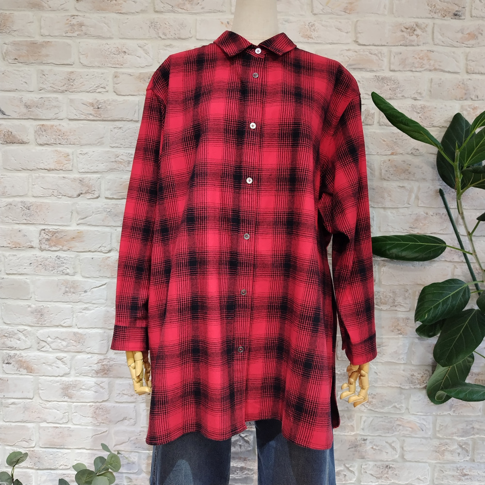 チェック柄ツイル起毛シャツ1