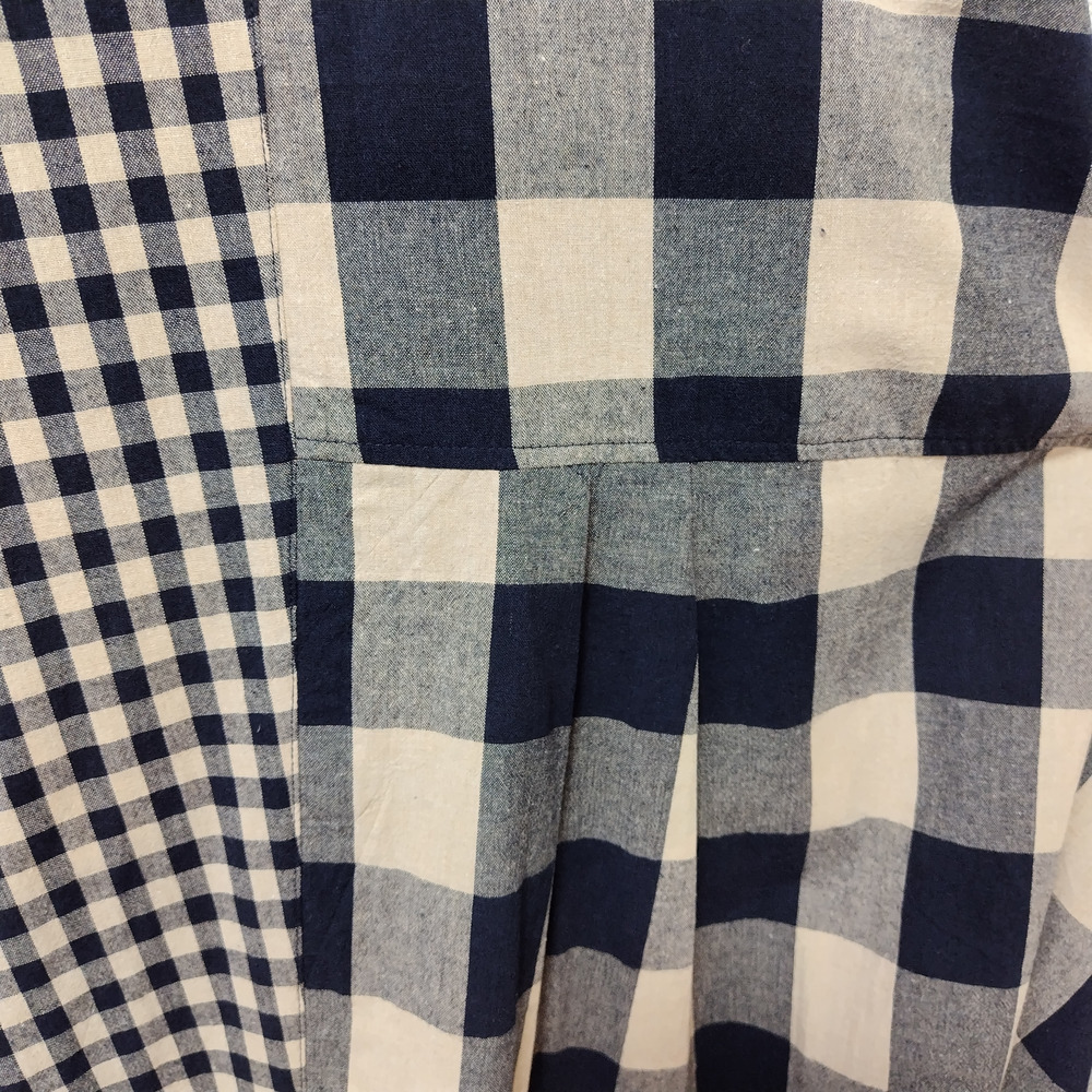 【洗える】【麻混】チェック柄切替ワンピース4