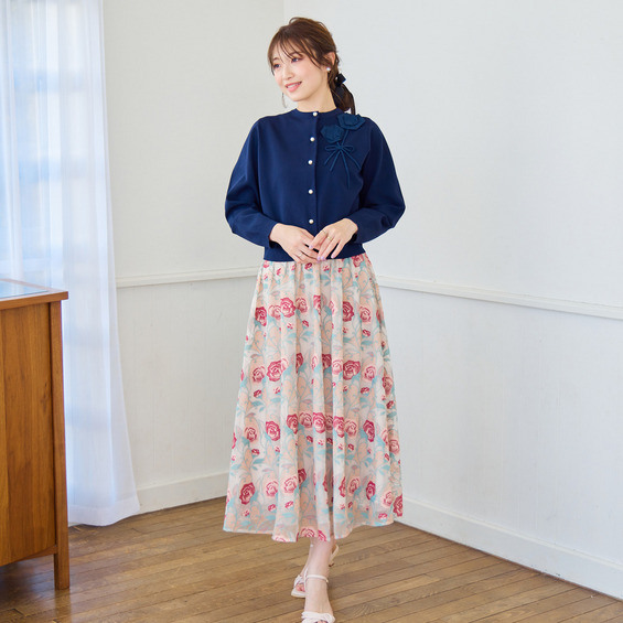 ローズチュール刺繍スカート【アリノマ/Alinoma】 ローズチュール刺繍スカート【アリノマ/Alinoma】