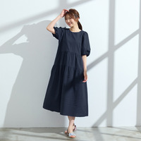 【接触冷感/コットン100%/イージケア】ミラクルウェーブワンピース