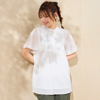 【コットン100％/手洗い可】ピンタックブラウス