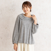 ラメ入りリボン襟カットソー