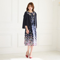 吹き上げフラワー刺繍ワンピース