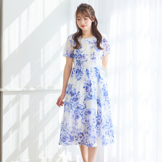 ローズプリントワンピース【アリノマ/Alinoma】 ローズプリントワンピース【アリノマ/Alinoma】
