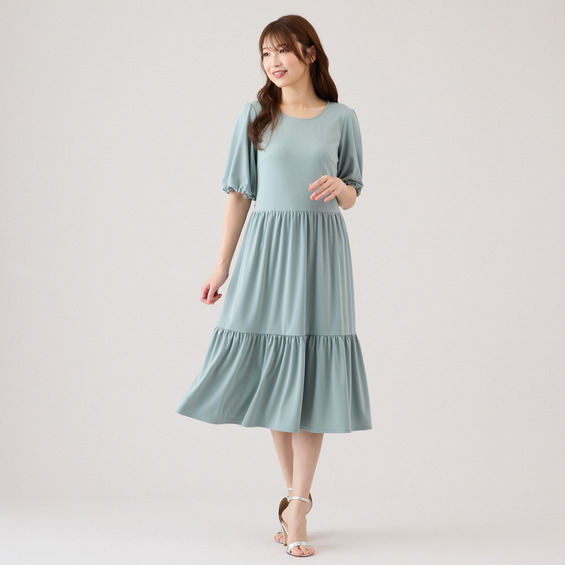 【手洗いOK】ティアード切替ワンピース【アリノマ/Alinoma】 【手洗いOK】ティアード切替ワンピース【アリノマ/Alinoma】