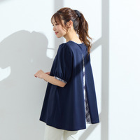 【手洗い可】チェック切替カットソー