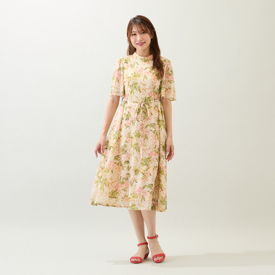 【手洗いOK】アンティークローズプリントワンピース【アリノマ/Alinoma】 【手洗いOK】アンティークローズプリントワンピース【アリノマ/Alinoma】
