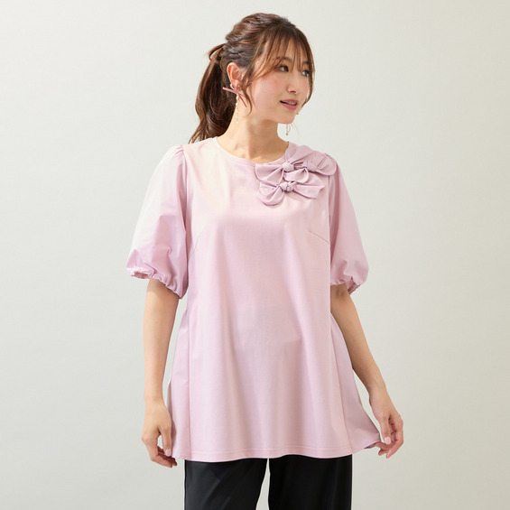 【接触冷感/UVカット/手洗いOK】バックギャザー切替カットソー【アリノマ/Alinoma】 【接触冷感/UVカット/手洗いOK】バックギャザー切替カットソー【アリノマ/Alinoma】