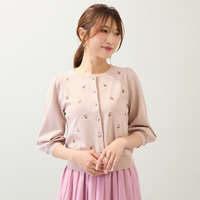 【手洗いOK】つぼみ刺繍ニットカーディガン