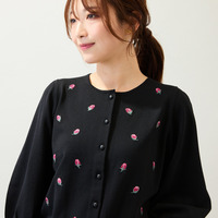 【手洗いOK】つぼみ刺繍ニットカーディガン