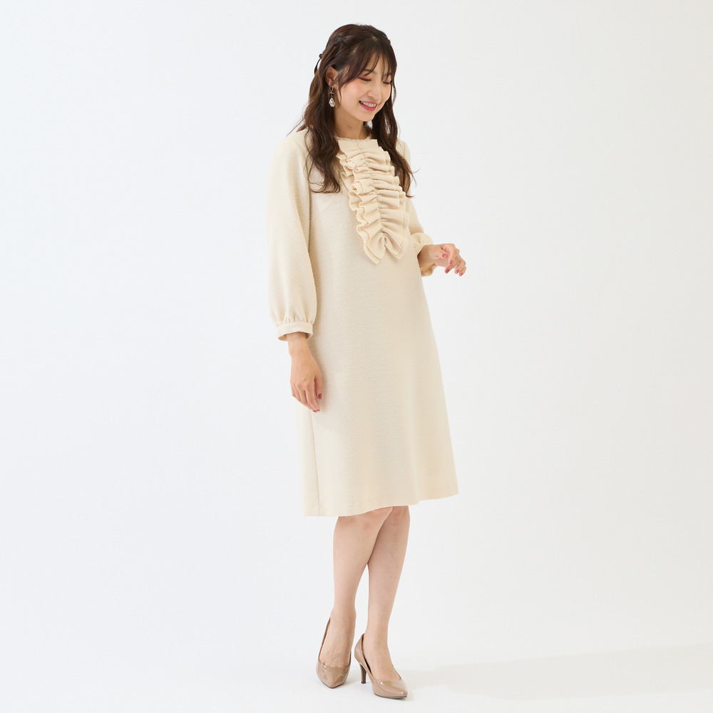 フロントリボンループツイードワンピース2