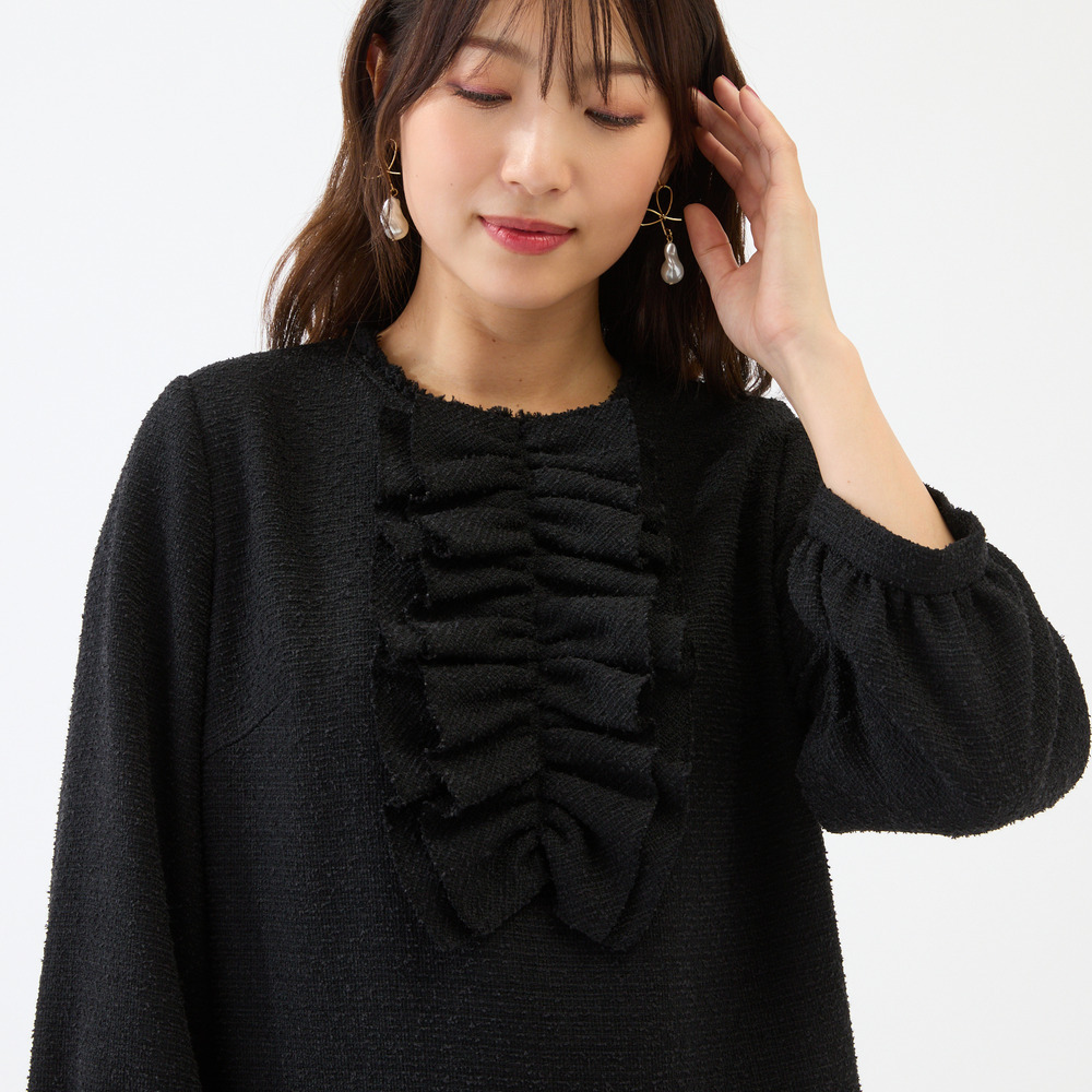 フロントリボンループツイードワンピース4