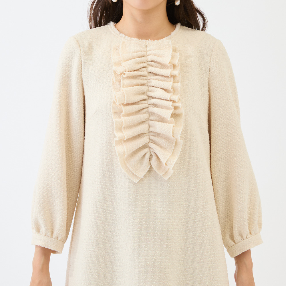 フロントリボンループツイードワンピース8