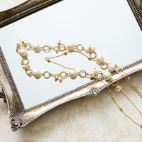 パールビーズ＆ボールチェーン2連ネックレス