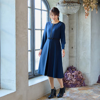 【美シルエット】【イージーケア/UVカット】シフォンプリーツ切替ワンピース