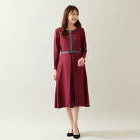 【美シルエット】【イージーケア/UVカット】シフォンプリーツ切替ワンピース