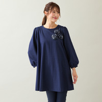 【伸縮性◎】巻きバラニットデニムチュニック