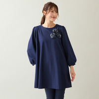 【伸縮性◎】巻きバラニットデニムチュニック