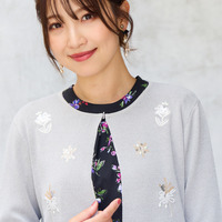 【人気デザイン】フラワースパンコール刺繍カーディガン