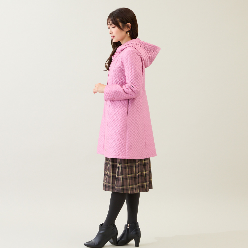 【M-StyleLuxe監修】【リボンブローチ付】キルティングリボンコート2