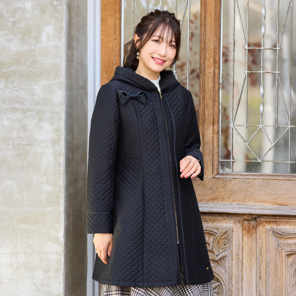 【M-StyleLuxe監修】【リボンブローチ付】キルティングリボンコート7